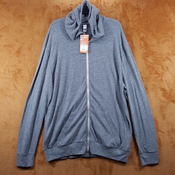 ALTERNATIVE Hoodie Mens XXL Gray Zip Up Lightweight Eco Hooded Stretch - Picture 1 of 8